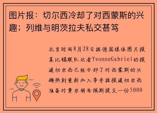 图片报：切尔西冷却了对西蒙斯的兴趣；列维与明茨拉夫私交甚笃